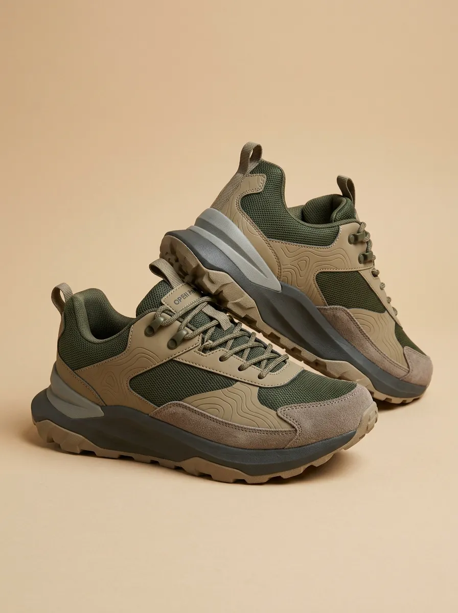 Casual Pattern Hiking-Inspired Topographic Casual Sneakers