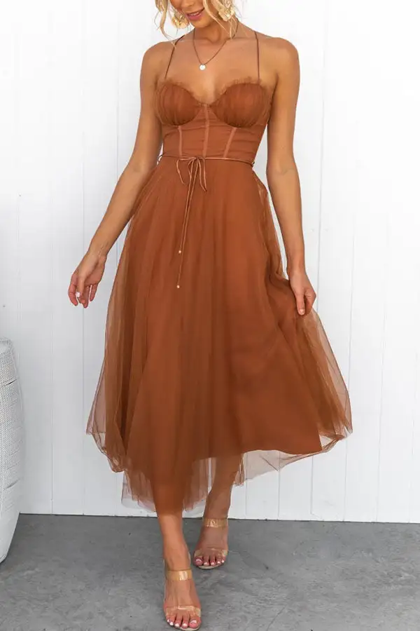  Corset Midi Dress Tulle A Line Design