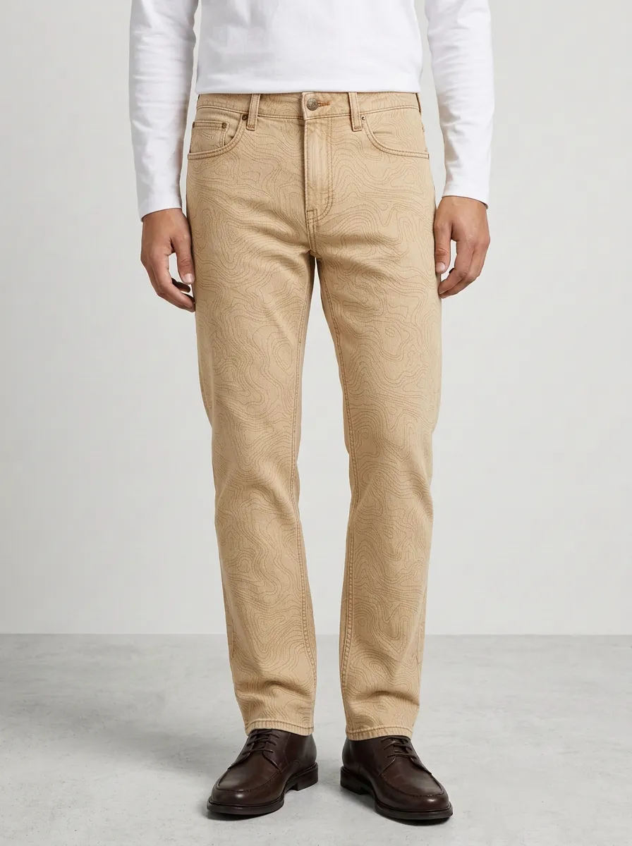 Topographic Map Waist Jeans