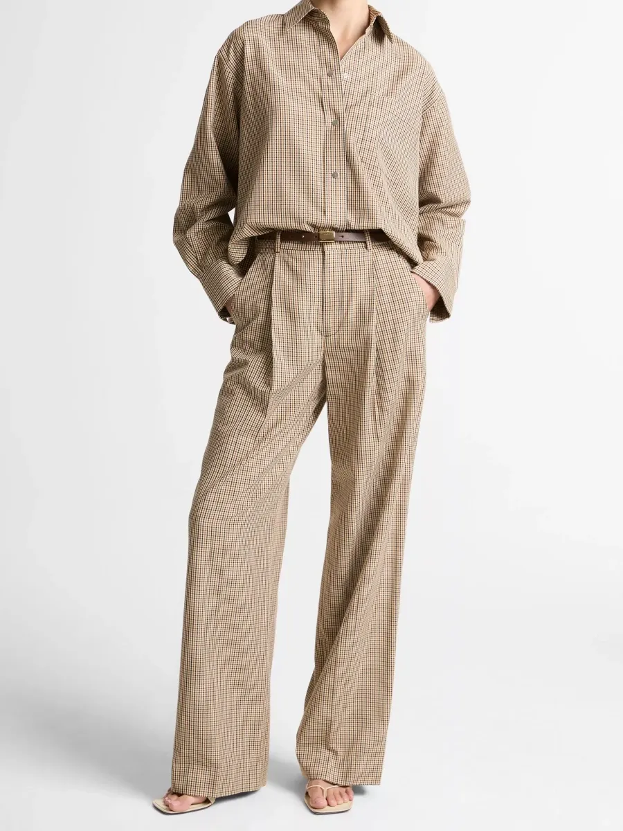 Check Wide-Leg Pants