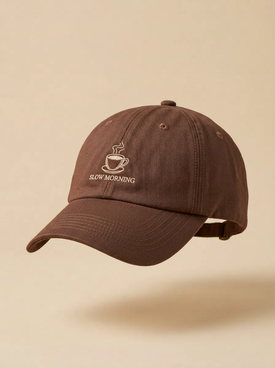 Classic Pattern Coffee-Lover Slow-Morning Embroidered Unisex Baseball Cap