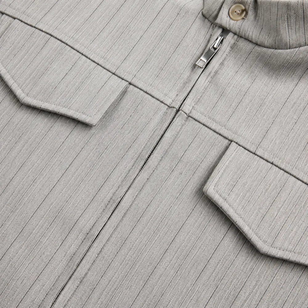 Pinstripe Utility Zip Jacket