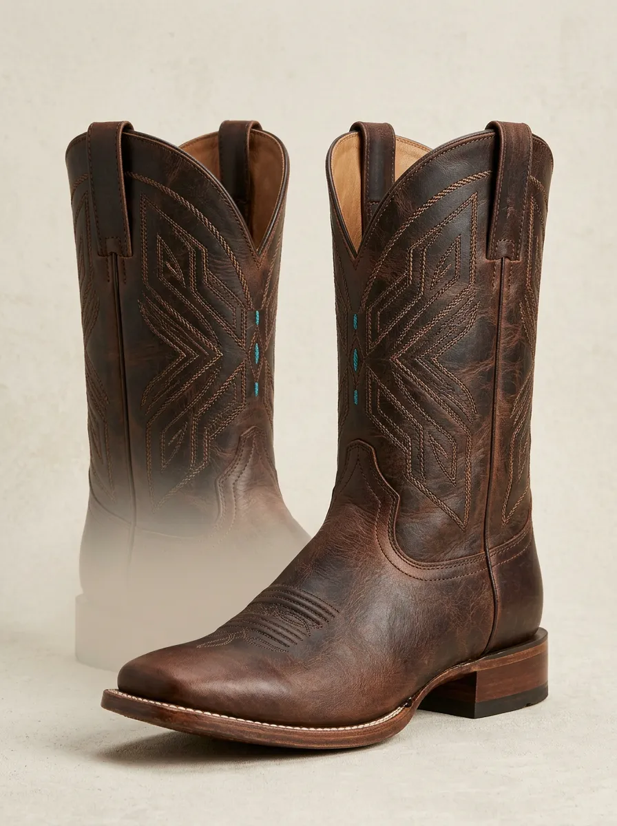 Rustic Geometric Rodeo Style Unisex Western Cowboy Boots