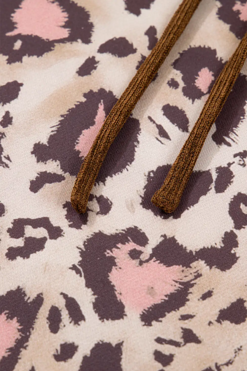 Ribbed Textured Knit Leopard-Print Hoodie