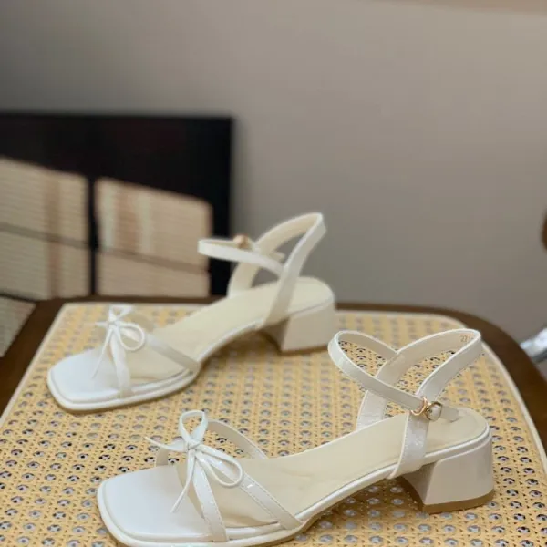 Bow Detail Block Heel Sandals