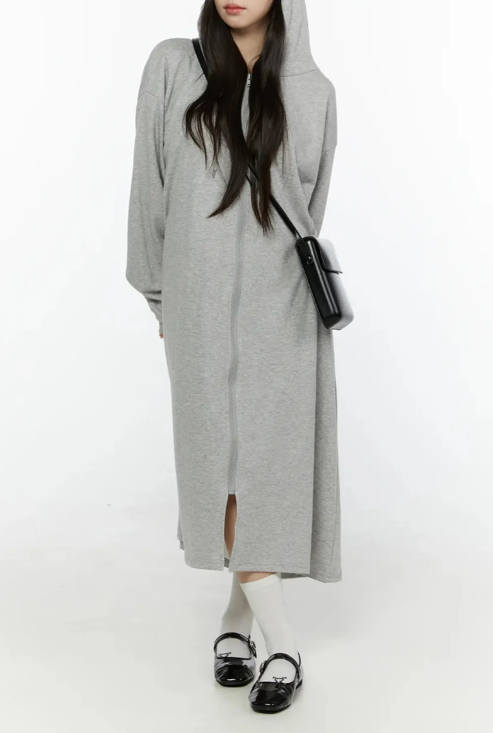 Zip-Up Hooded Maxi Dress