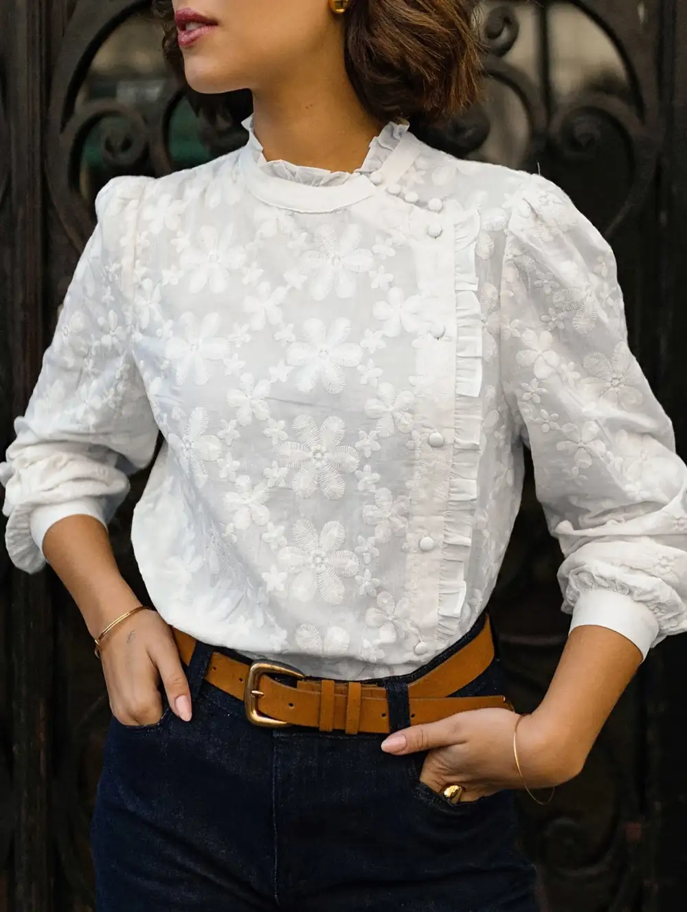 Crew Neck Puff Sleeve Top