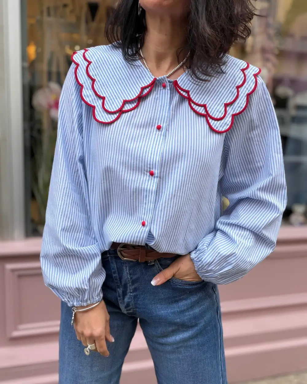 Sleek Cotton Striped Blouse