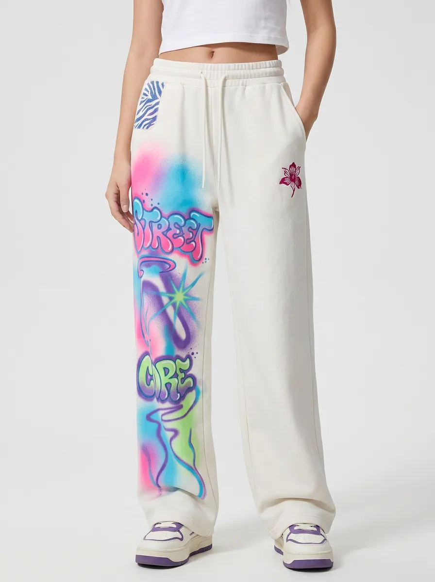 Women's Streetwear Graffiti Art Zebra Print Printed Sweatpants