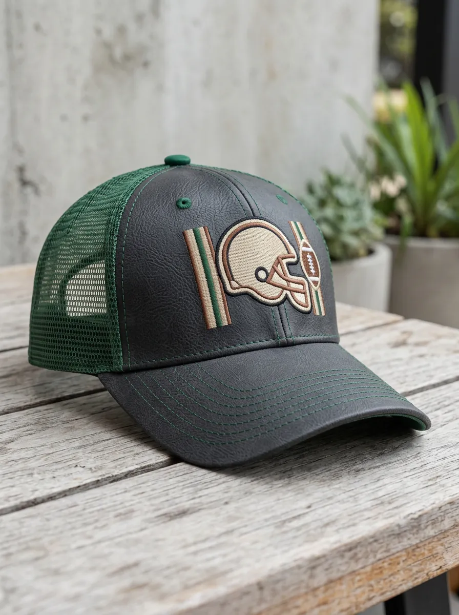 Men's Heritage Football Fan Helmet Logo Embroidered Mesh Trucker Hat