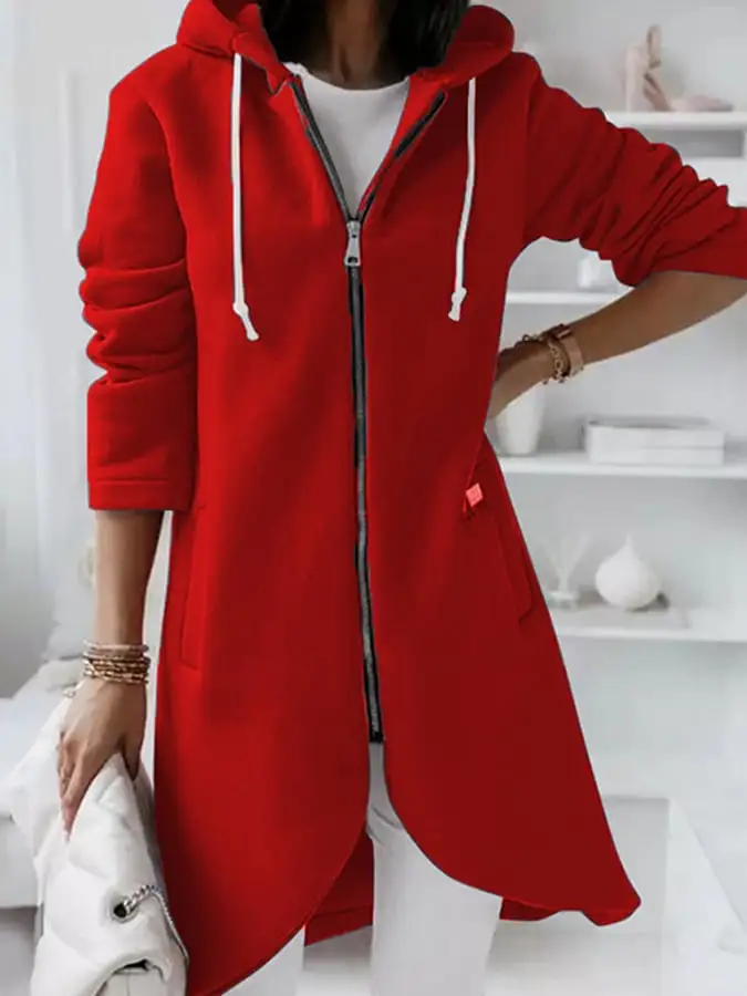 Women's Mid-Length Fleece Zip Hoodie