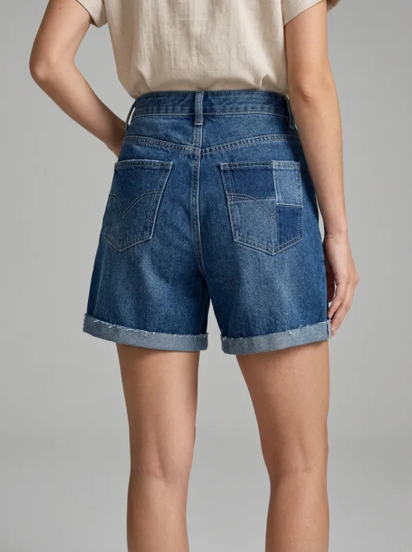 Women's Casual High-Waisted Raw Hem Denim Shorts