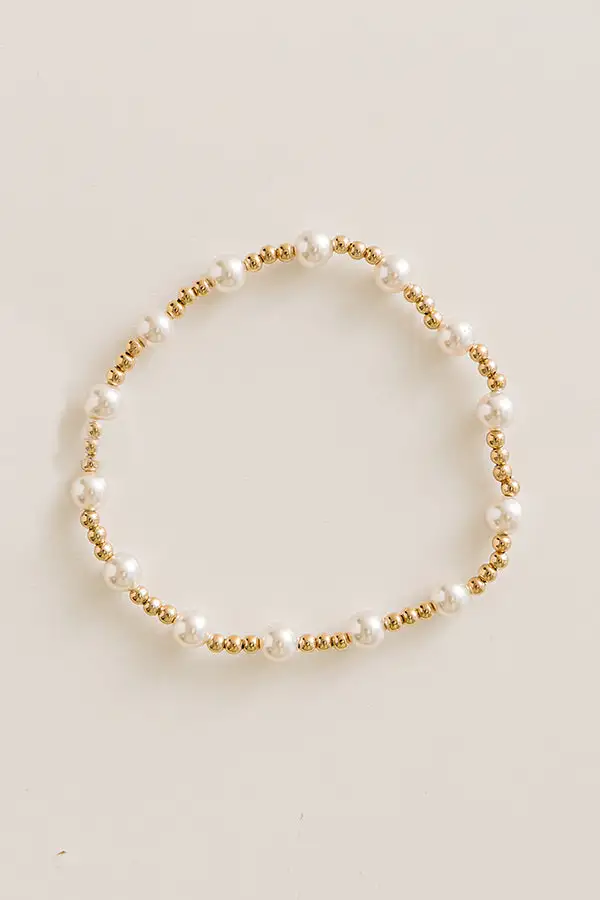 Pearl Beaded Crystal Stackable Stretch Bracelet