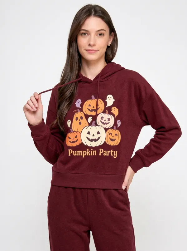Women's Halloween Pumpkin Party Ghost Printed Jogger Set
