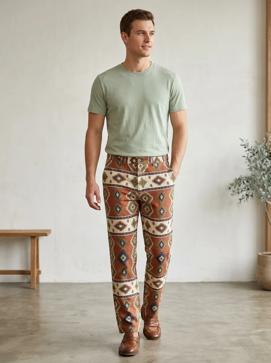 Casual Statement Graphic Print Geometric Print Check Print Men's Printed Casual Pants