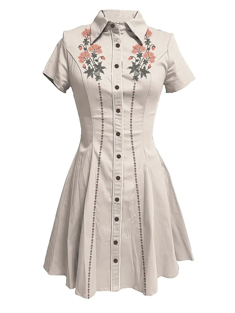 Western Classic Flower - 100% Cotton Dress
