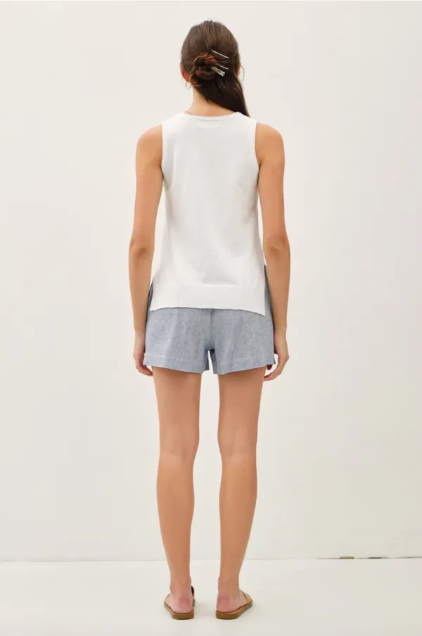 Ivory Knit Sleeveless V-Neck Tank Top