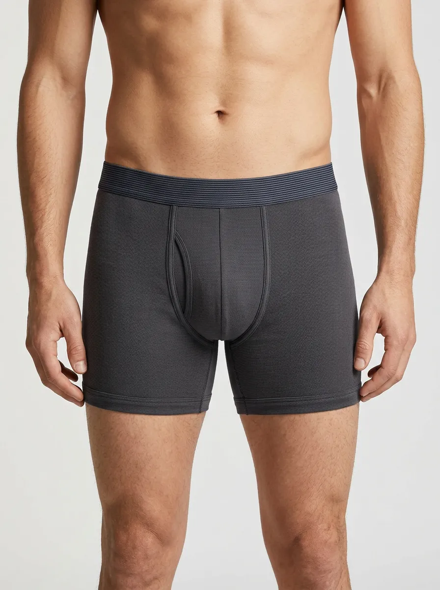 Men's Charcoal Ribbed Texture Boxer Briefs