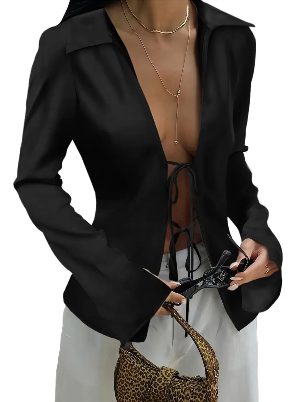 Refined Tailored V-Neck Blouse