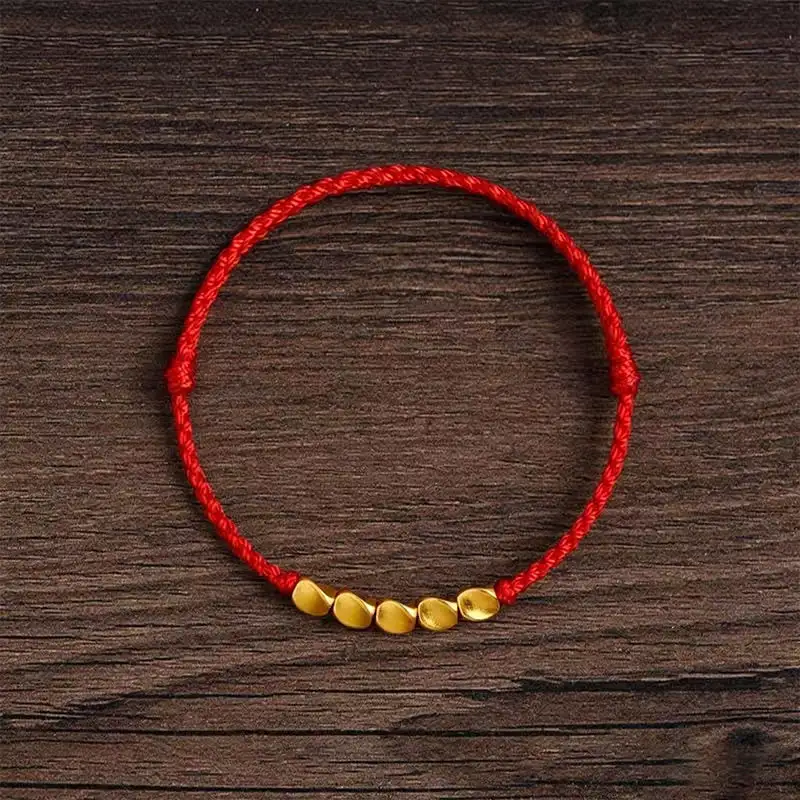 Hand Woven String Twisted Beads Braided Adjustable Bracelet