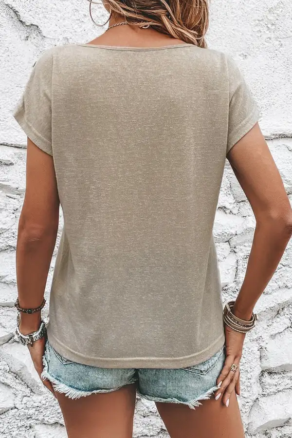 Smoke Gray Button Detail Batwing