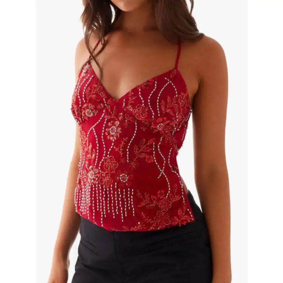 Crisscross Back V Neck Camisole Top