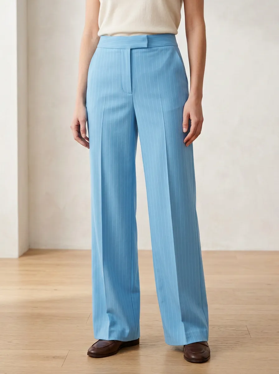 Clean Line Pinstripe High Rise Wide Leg Pants