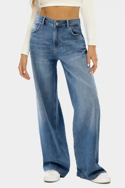 Textured Collared Denim Jeans