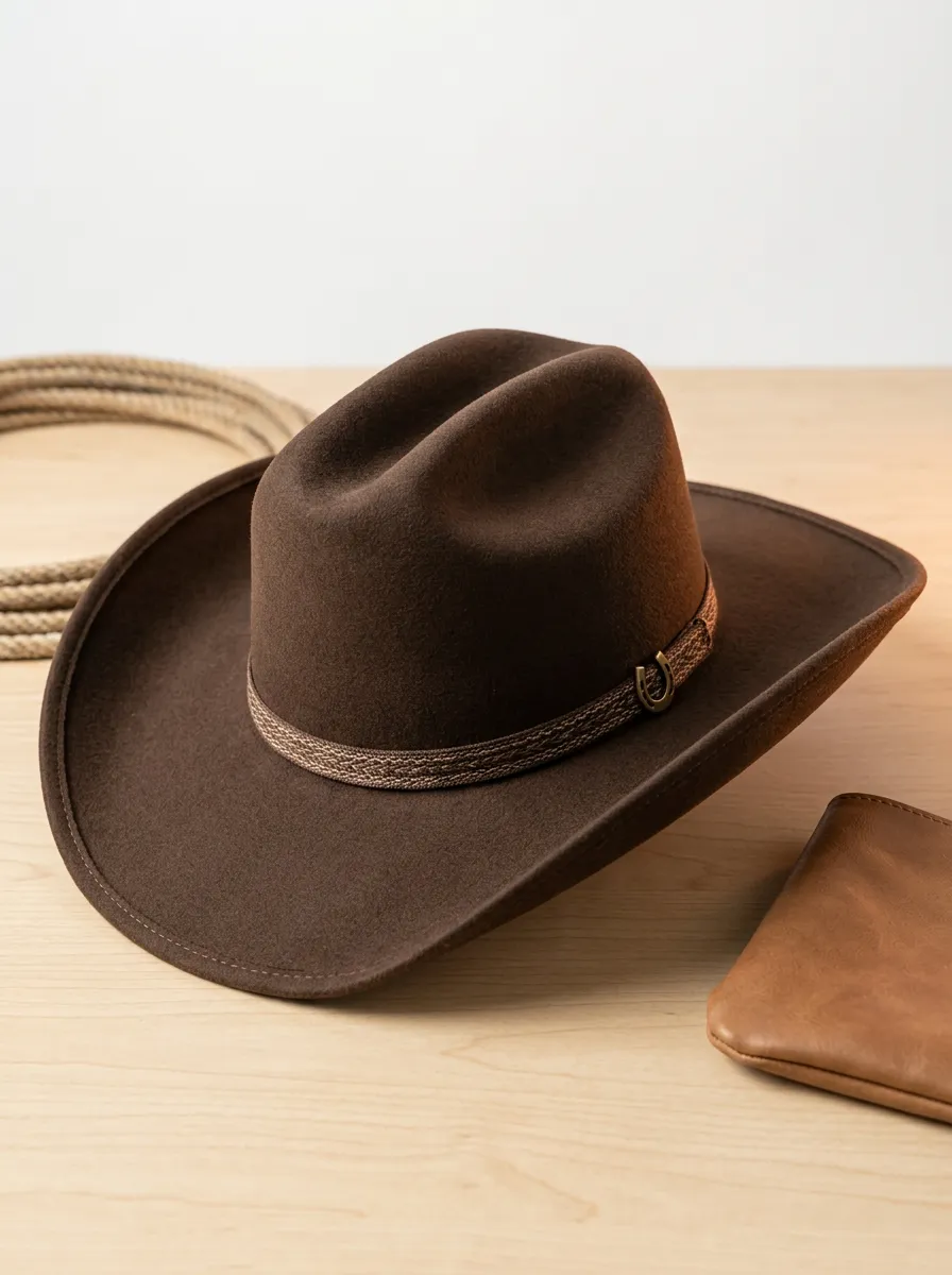 Unisex Felt Cowboy Hat with Horseshoe Detail
