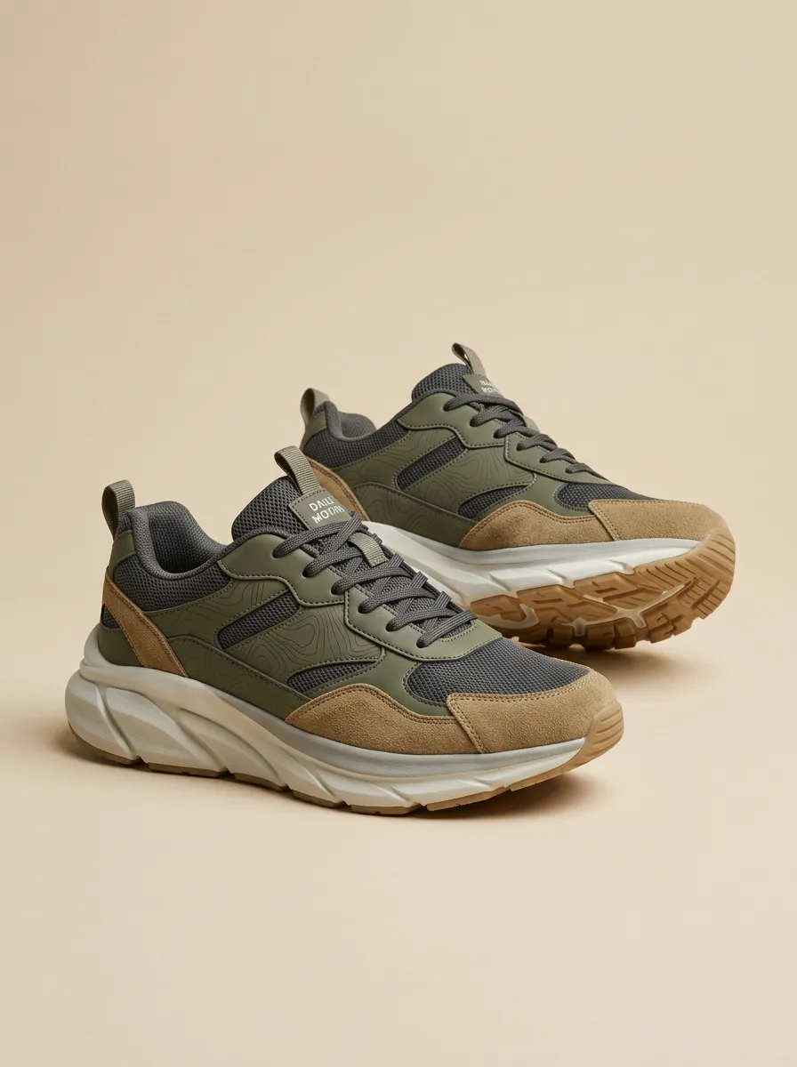 Outdoor-Inspired Texture Hiking-Inspired Topographic Casual Sneakers