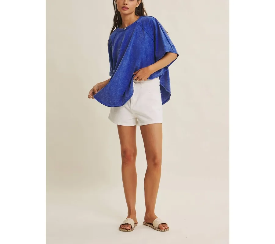 Mineral-Washed Draped Cotton Jersey Top