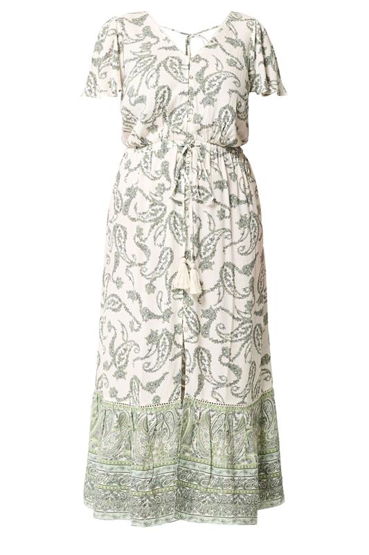 Green Paisley Border Detail Dress detail 4