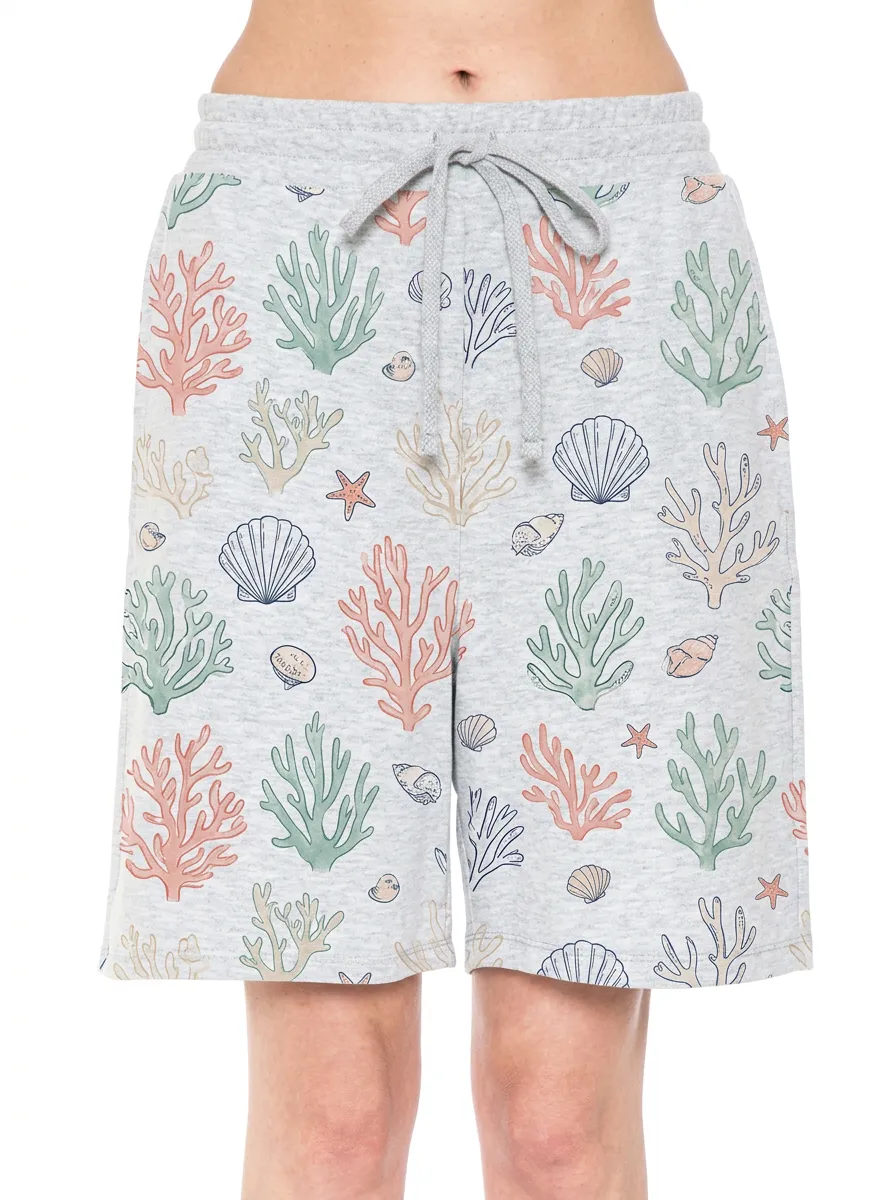 Women's Beach Ocean Lover Coral Seashell Printed Shorts