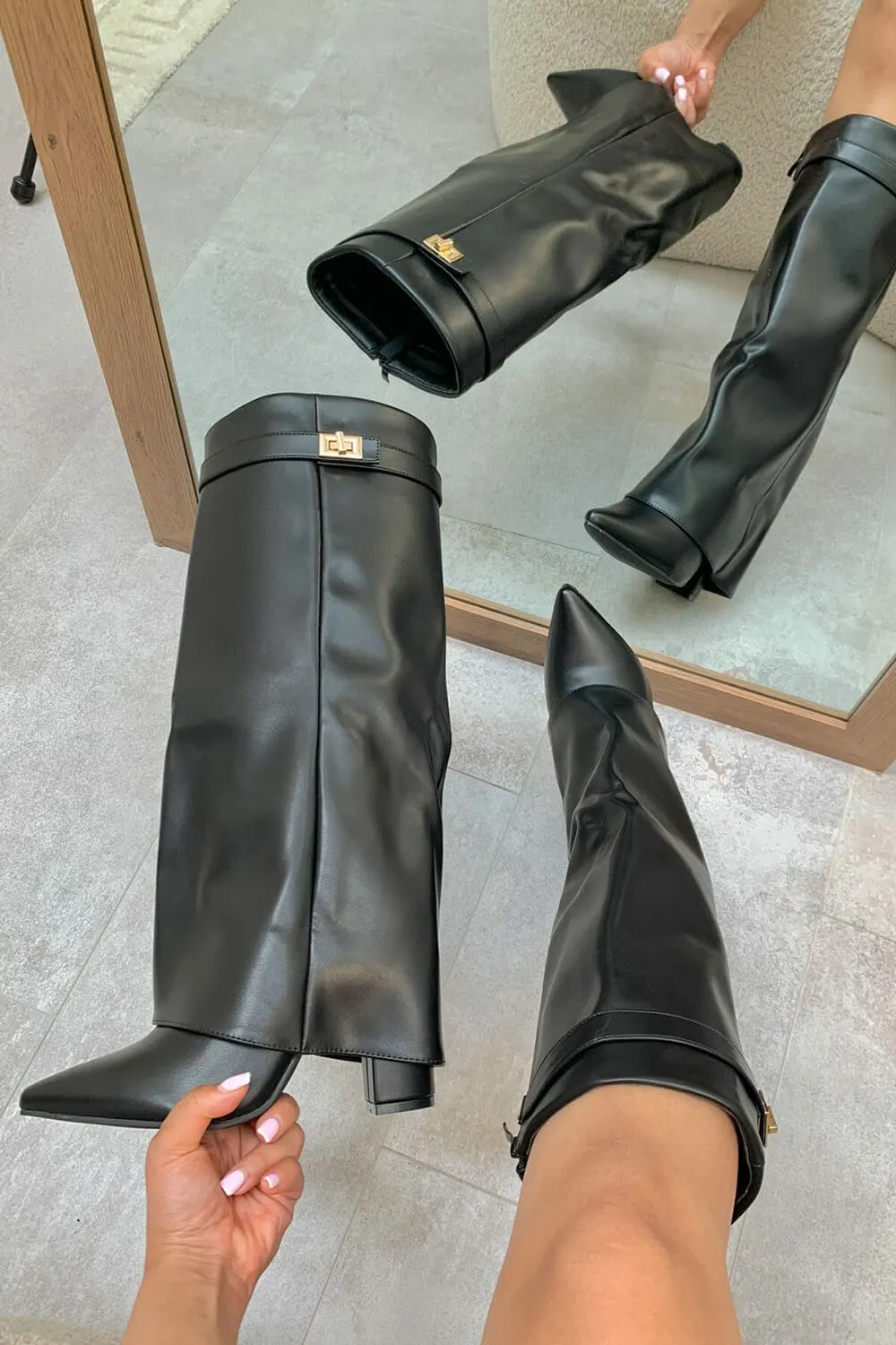 Faux Leather Fold Over Metal