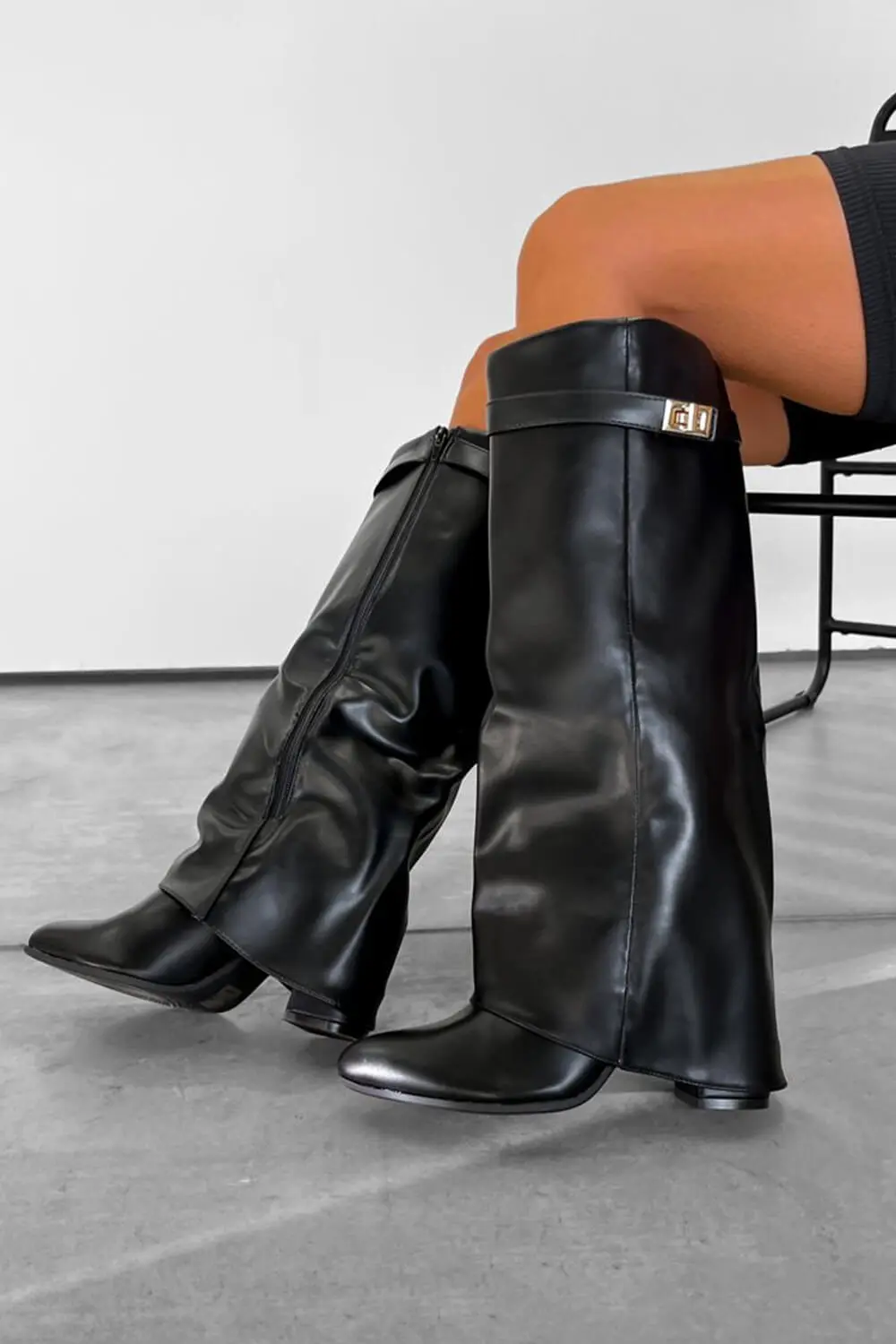 Faux Leather Fold Over Metal