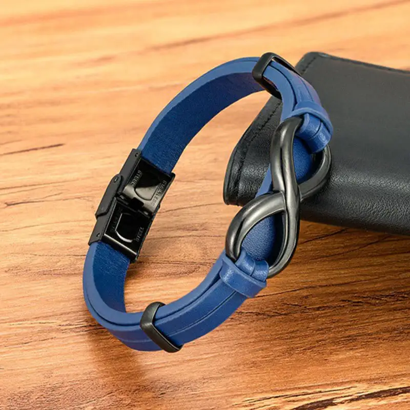 Infinitely Design Titanium Steel Leather Bracelet