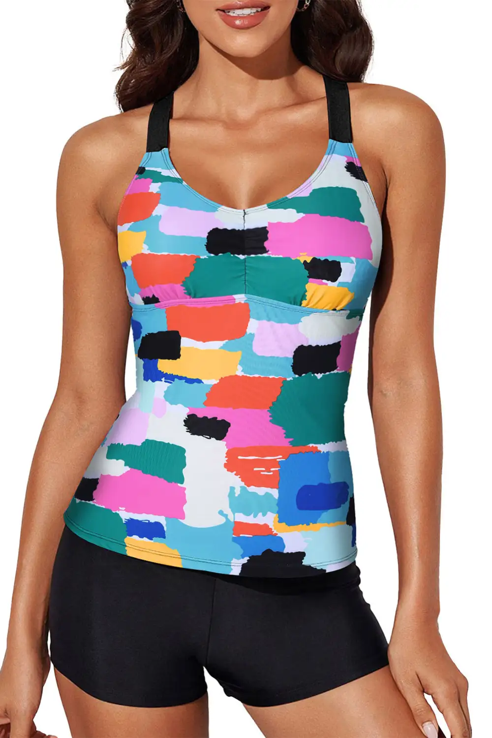 Swimwear Geometric Leopard Abstract Backless Sheath Active Bikinis Tops
