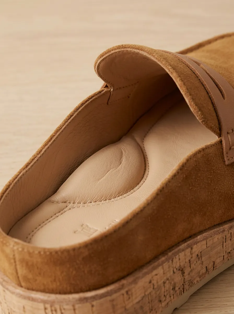 Women's Classic Platform Clog Style Casual Suede Wood Sole Loafers