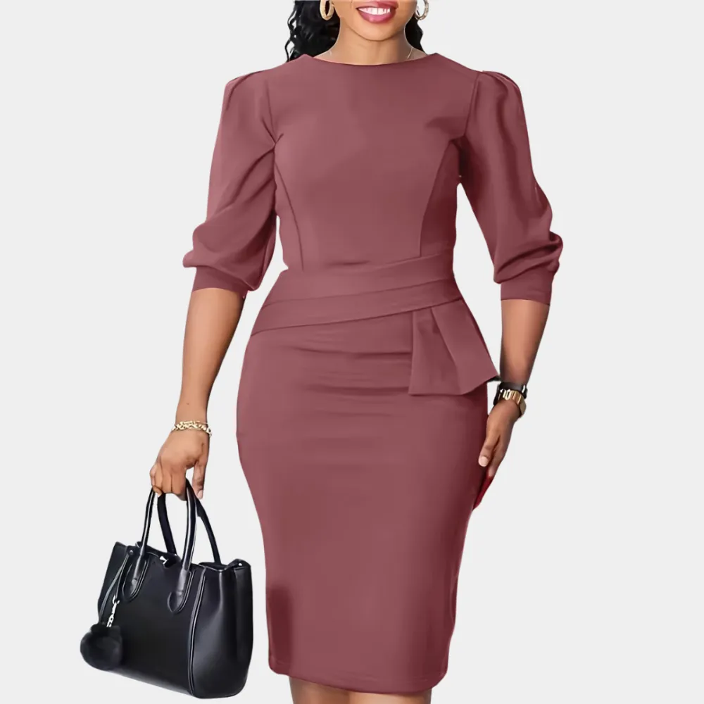  Ruffle Waist Midi Dress