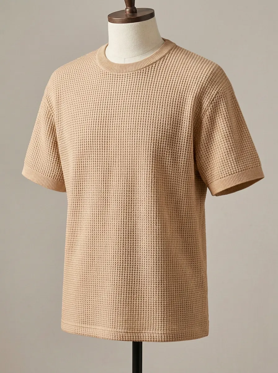 Men's Relaxed Utility-Inspired Waffle Knit T-Shirt