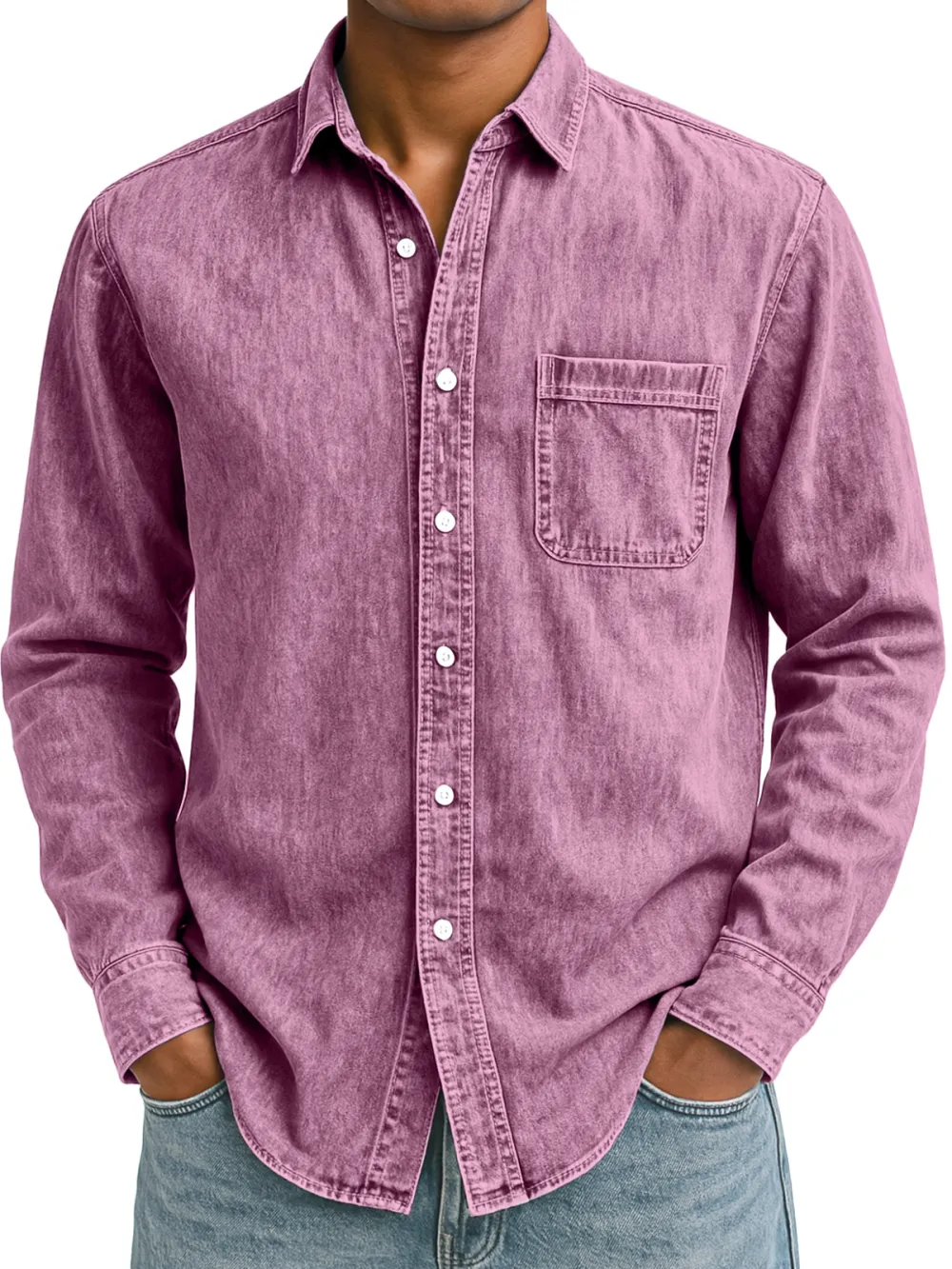 Relaxed Long Sleeve Open Collar Shirt