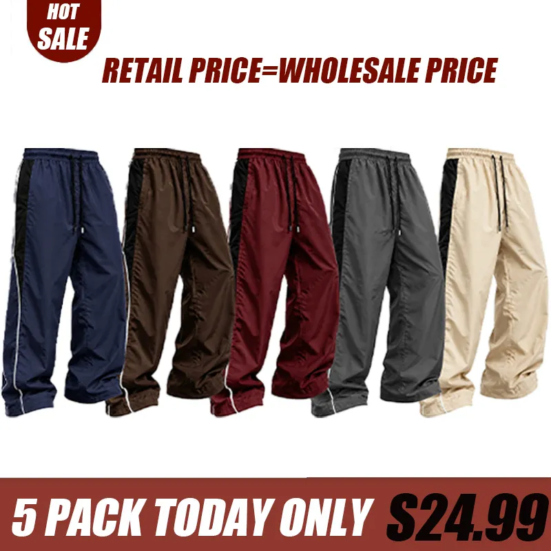 Men's American street-style wide-leg casual trousers