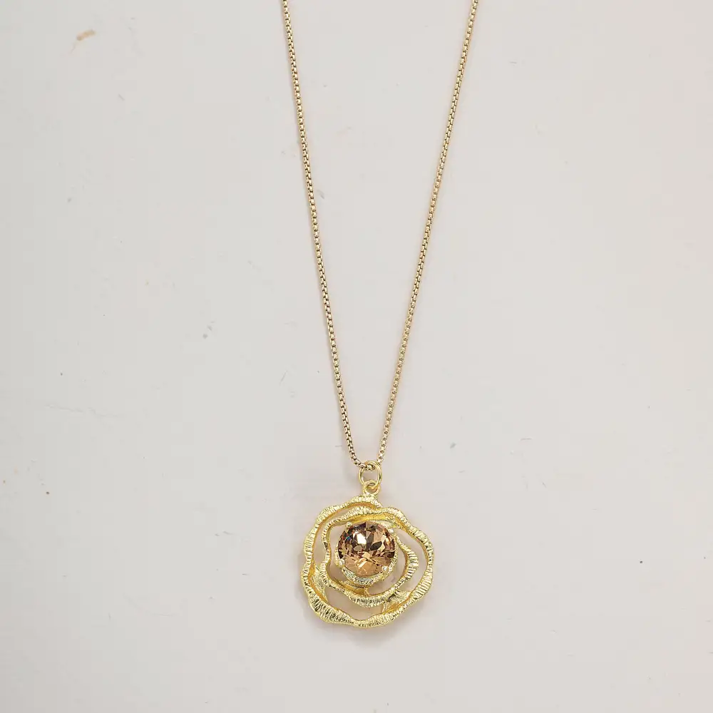 Crystal Textured Pendant Necklace