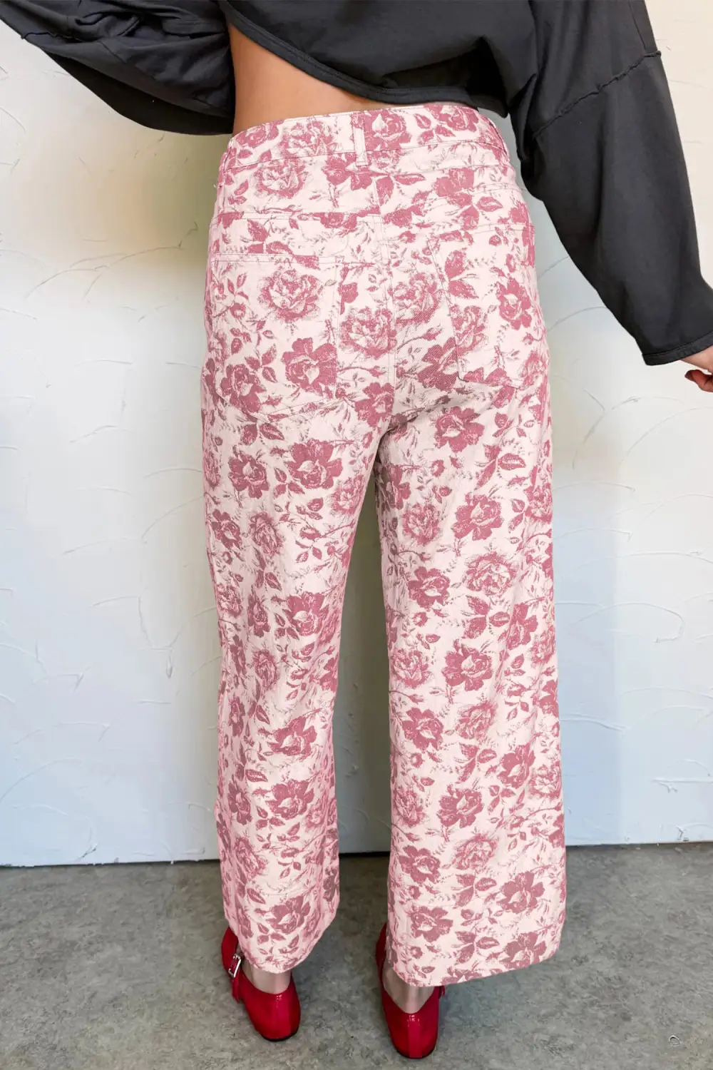 Women's Vintage Floral Print Denim Shift Pants