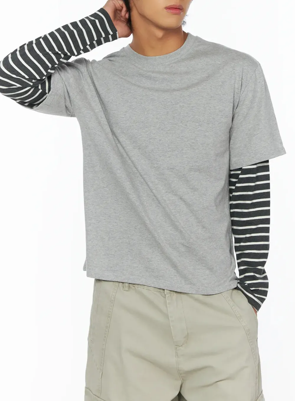 Men's Striped Layered Long Sleeve Tee