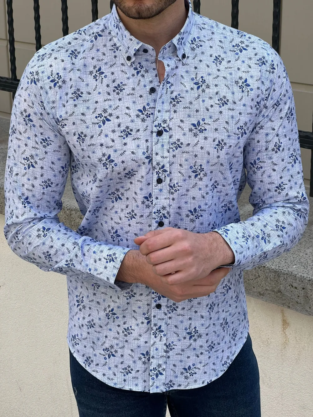 Modern Patterned Slim Fit Cotton Casual Shirt