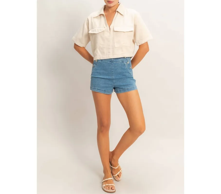 Collared V-Neck Top