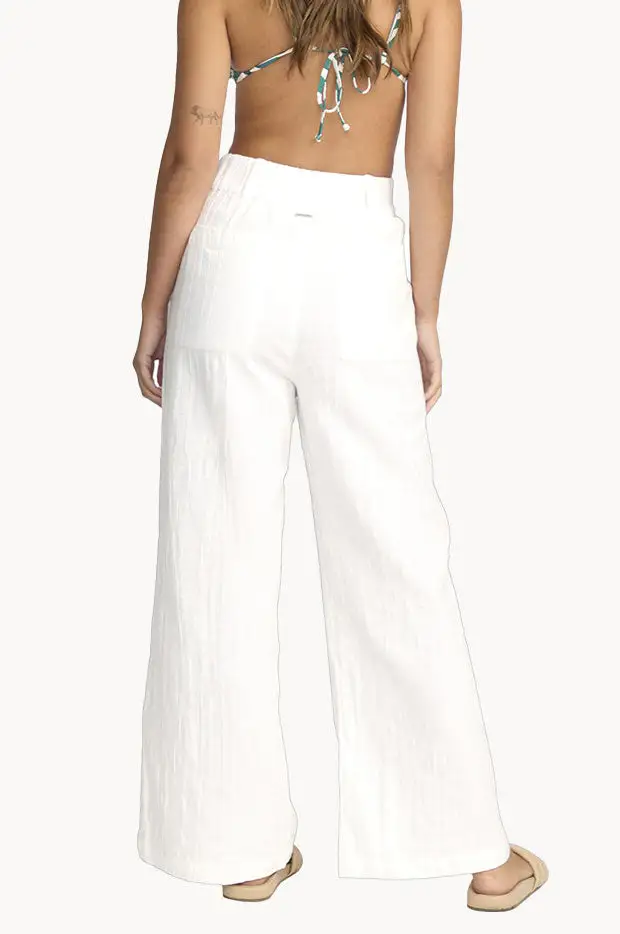 Tailored Slub Wide Leg Pants