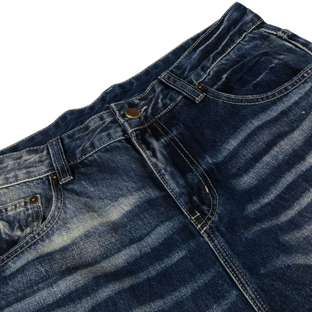 Flare Distressed Washed Denim Jeans