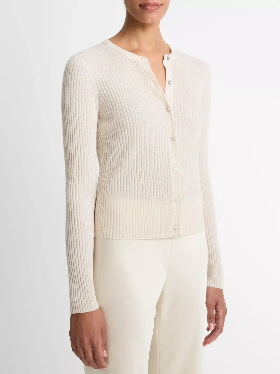 Ribbed Round Neck Cardigan